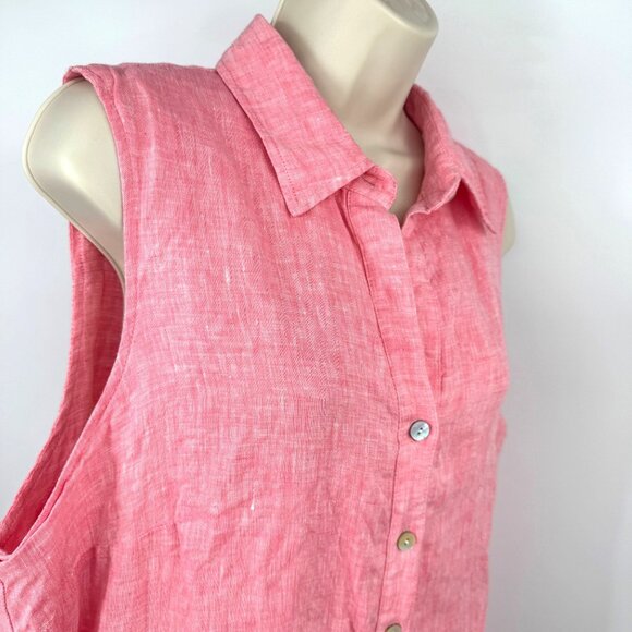 Finley Jasmine Sleeveless Tiered Linen Dress Pink woman’s size XL dress spring s - Picture 6 of 15
